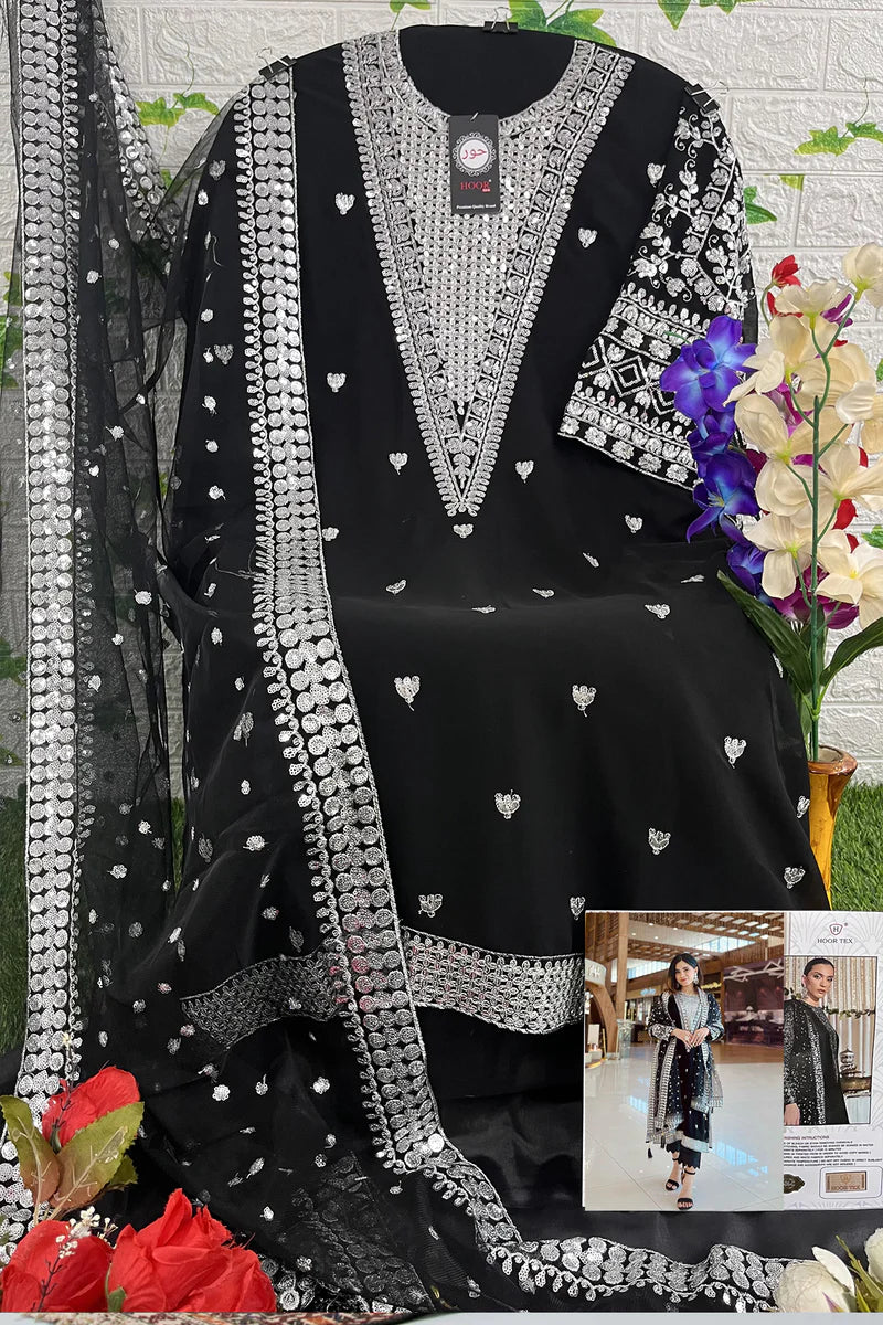 Black Pakistani Salwar Kameez With Heavy Embroidery Dupatta Work