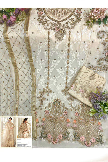 Lovely Off White Hand work Pakistani Salwar Kameez With Bottom Work✨